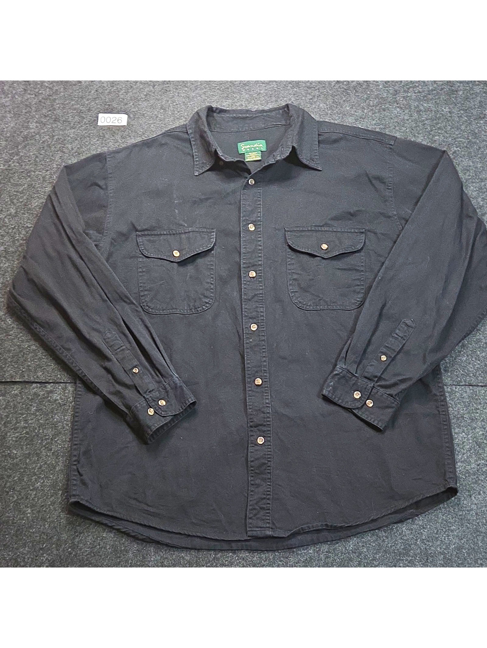 Scandia Woods Men's L Regular Black Solid Twill Cotton Button-Up Shirt Pockets